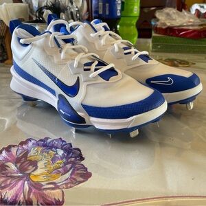 Nike Men Force Zoom Trout 9 White Royal Baseball Cleats FB2907-101 Size 12 New
